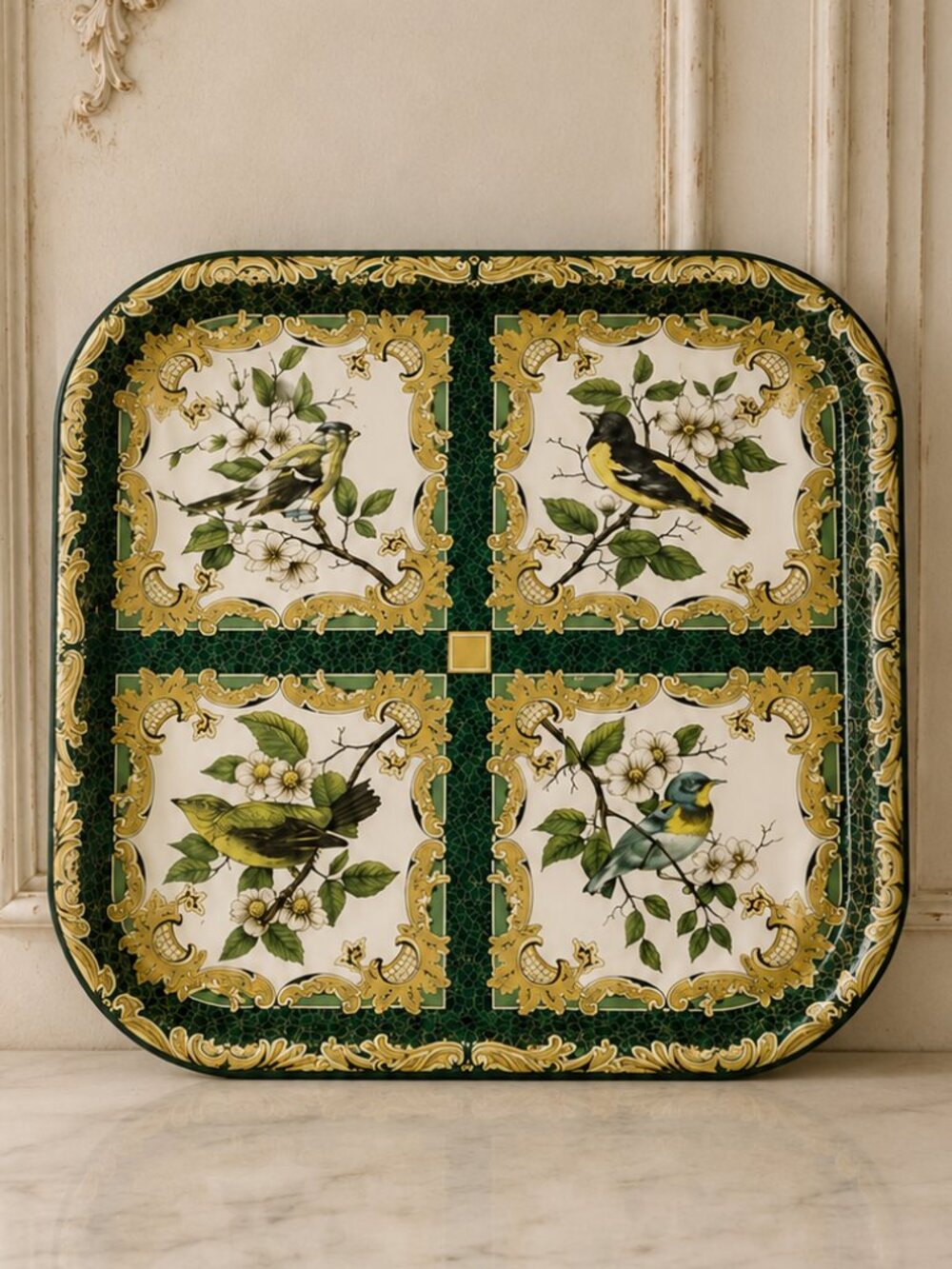 Vintage Daher Decorated Ware Birds and Floral Serving Tray Made in England